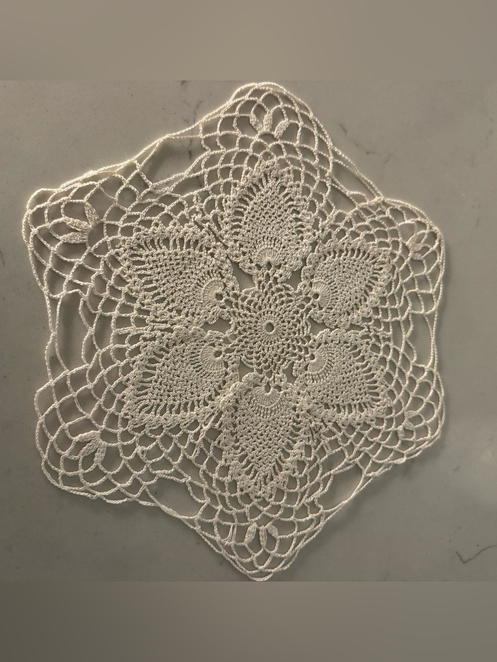 10” Vintage Handmade Crochet Doily in Light Cream